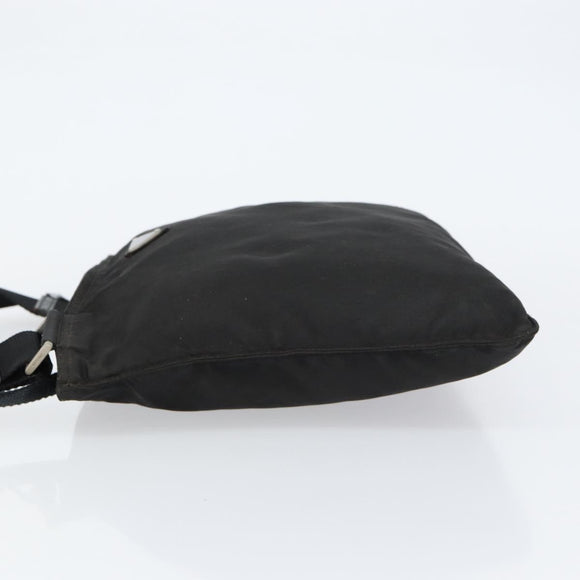 PRADA Shoulder Bag Nylon Black Silver Auth 153219