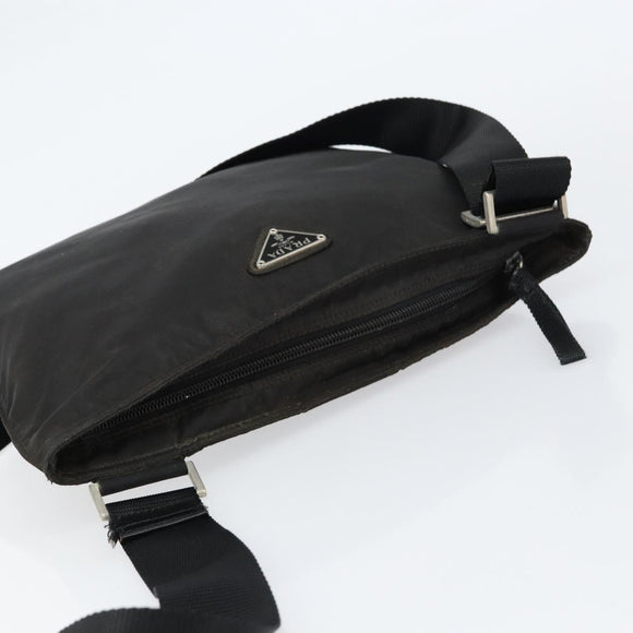 PRADA Shoulder Bag Nylon Black Silver Auth 153219