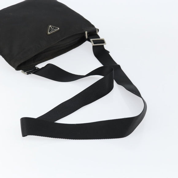 PRADA Shoulder Bag Nylon Black Silver Auth 153219