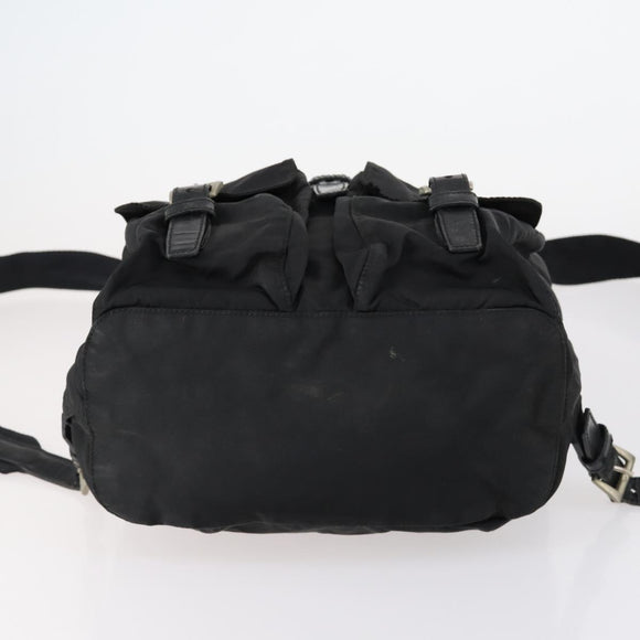 PRADA Backpack Nylon Black Silver Auth 153220