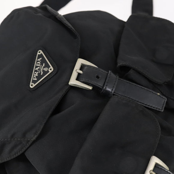 PRADA Backpack Nylon Black Silver Auth 153220