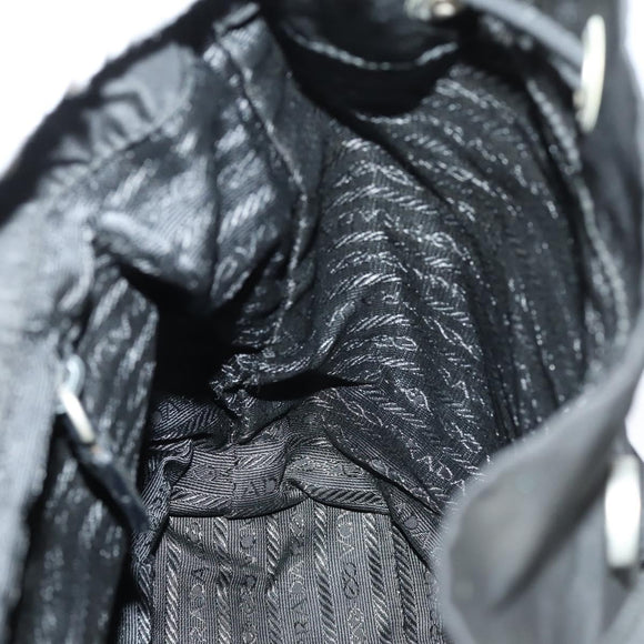 PRADA Backpack Nylon Black Silver Auth 153220