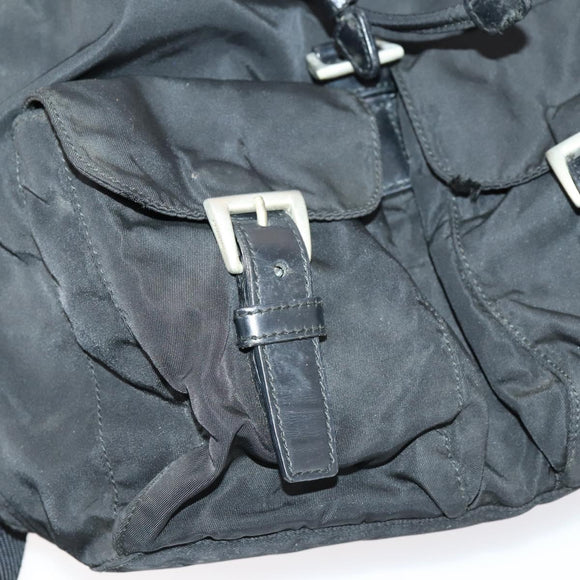 PRADA Backpack Nylon Black Silver Auth 153220
