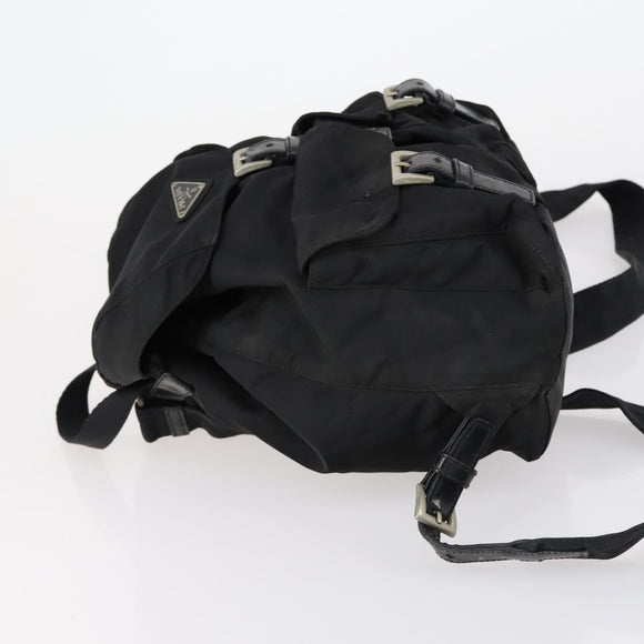 PRADA Backpack Nylon Black Silver Auth 153220