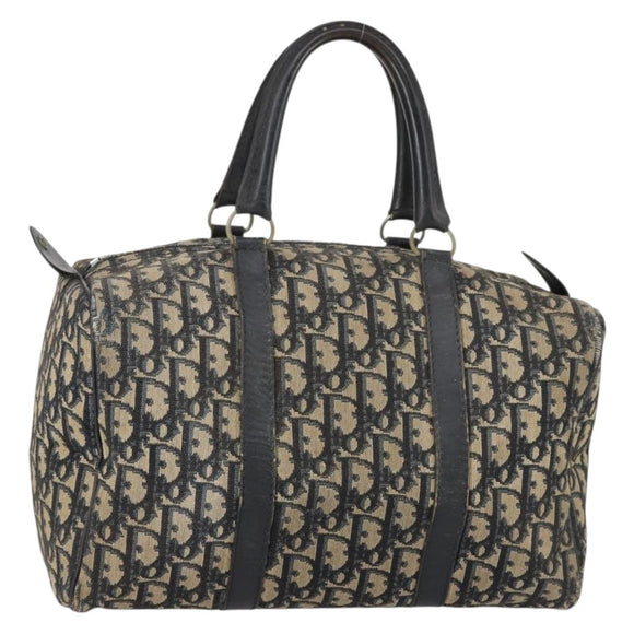 Christian Dior Trotter Canvas Boston Bag Black Silver Auth 153223