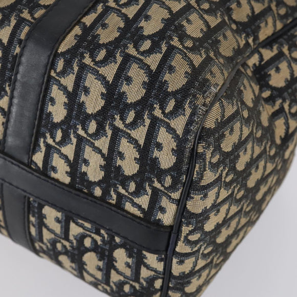 Christian Dior Trotter Canvas Boston Bag Black Silver Auth 153223