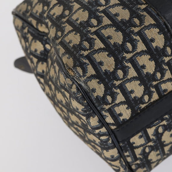 Christian Dior Trotter Canvas Boston Bag Black Silver Auth 153223