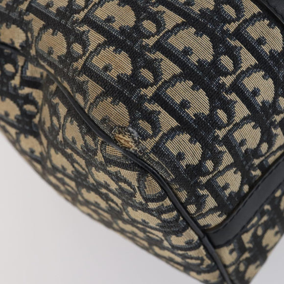 Christian Dior Trotter Canvas Boston Bag Black Silver Auth 153223
