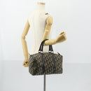 Christian Dior Trotter Canvas Boston Bag Black Silver Auth 153223-18