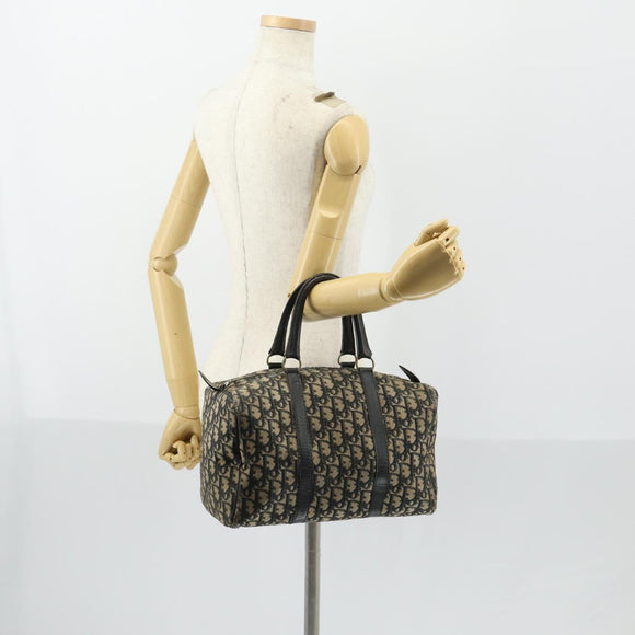 Christian Dior Trotter Canvas Boston Bag Black Silver Auth 153223