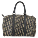 Christian Dior Trotter Canvas Boston Bag Black Silver Auth 153223-2