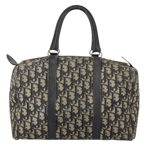 Christian Dior Trotter Canvas Boston Bag Black Silver Auth 153223