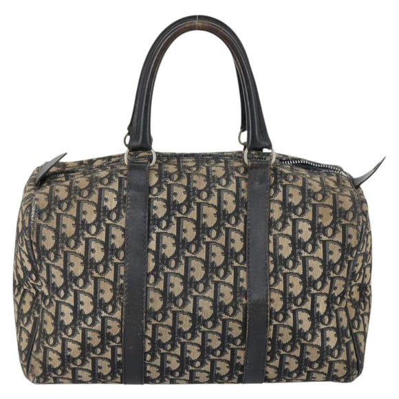 Christian Dior Trotter Canvas Boston Bag Black Silver Auth 153223