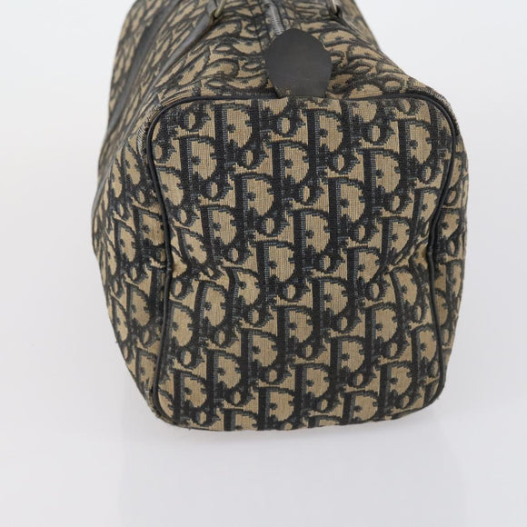 Christian Dior Trotter Canvas Boston Bag Black Silver Auth 153223