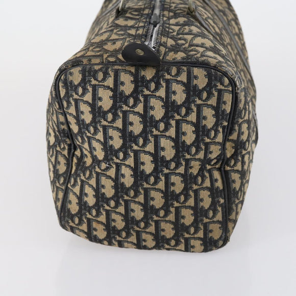 Christian Dior Trotter Canvas Boston Bag Black Silver Auth 153223