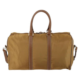 PRADA Boston Bag Nylon 2way Brown Silver Auth 153235 - 0
