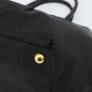 PRADA ribbon Hand Bag Nylon Leather Black Gold Auth 153236-9