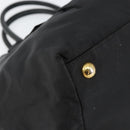 PRADA ribbon Hand Bag Nylon Leather Black Gold Auth 153236-11
