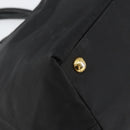 PRADA ribbon Hand Bag Nylon Leather Black Gold Auth 153236-16