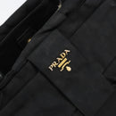 PRADA ribbon Hand Bag Nylon Leather Black Gold Auth 153236-14