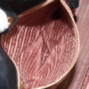 PRADA ribbon Hand Bag Nylon Leather Black Gold Auth 153236-20