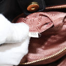 PRADA ribbon Hand Bag Nylon Leather Black Gold Auth 153236-12