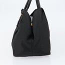 PRADA ribbon Hand Bag Nylon Leather Black Gold Auth 153236-4