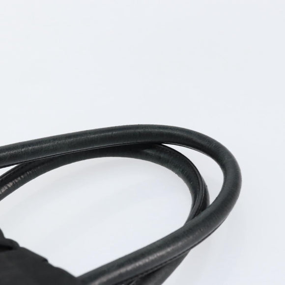 PRADA ribbon Hand Bag Nylon Leather Black Gold Auth 153236