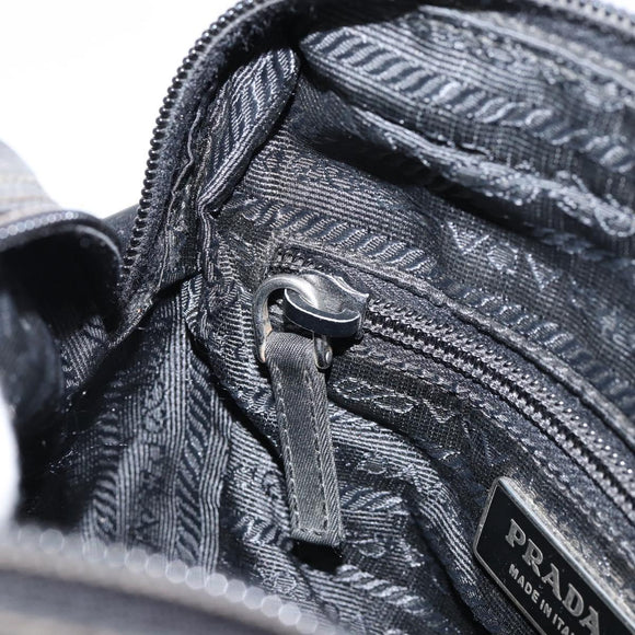 PRADA Shoulder Bag Nylon Black Silver Auth 153237