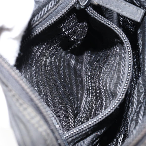 PRADA Shoulder Bag Nylon Black Silver Auth 153237
