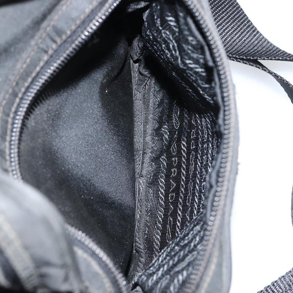 PRADA Shoulder Bag Nylon Black Silver Auth 153237