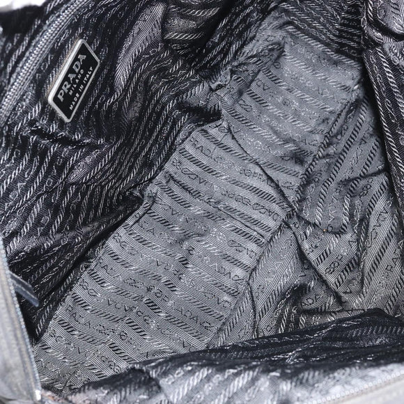 PRADA Hand Bag Nylon Black Silver Auth 153238