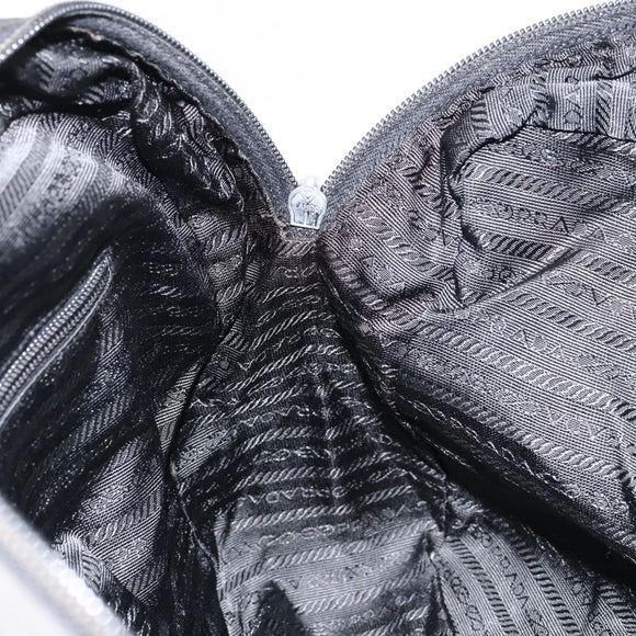 PRADA Hand Bag Nylon Black Silver Auth 153238