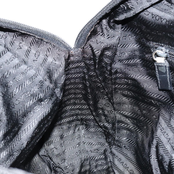 PRADA Hand Bag Nylon Black Silver Auth 153238