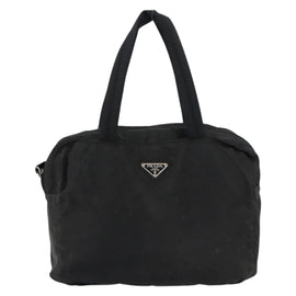 PRADA Hand Bag Nylon Black Silver Auth 153238 - 0