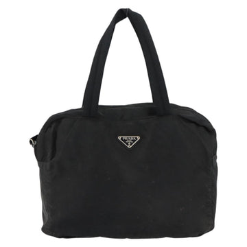 PRADA Hand Bag Nylon Black Silver Auth 153238 - 0