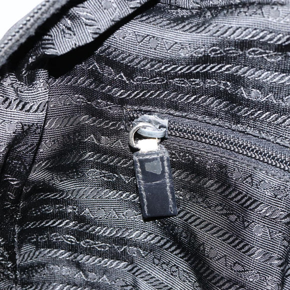 PRADA Hand Bag Nylon Black Silver Auth 153238