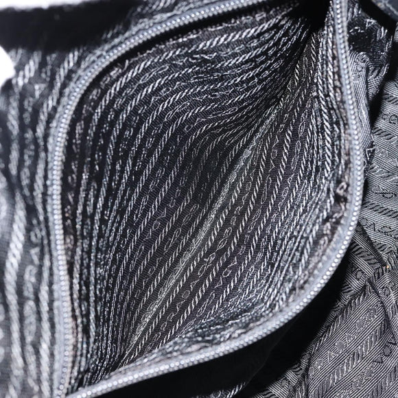 PRADA Hand Bag Nylon Black Silver Auth 153238