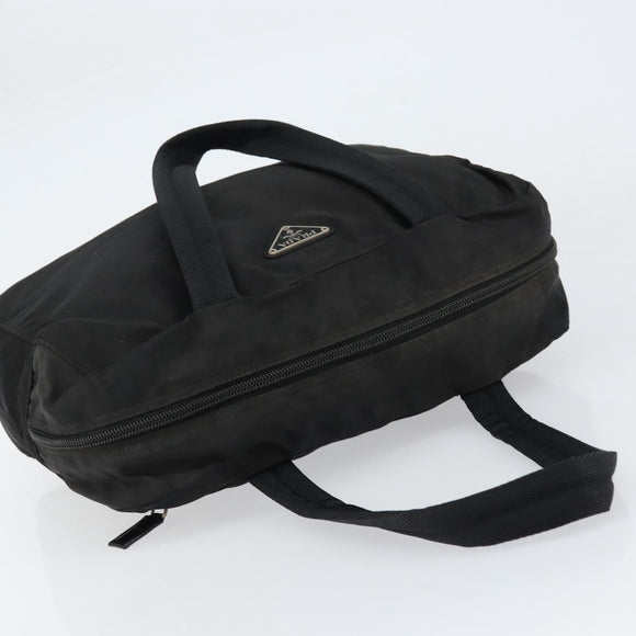 PRADA Hand Bag Nylon Black Silver Auth 153238