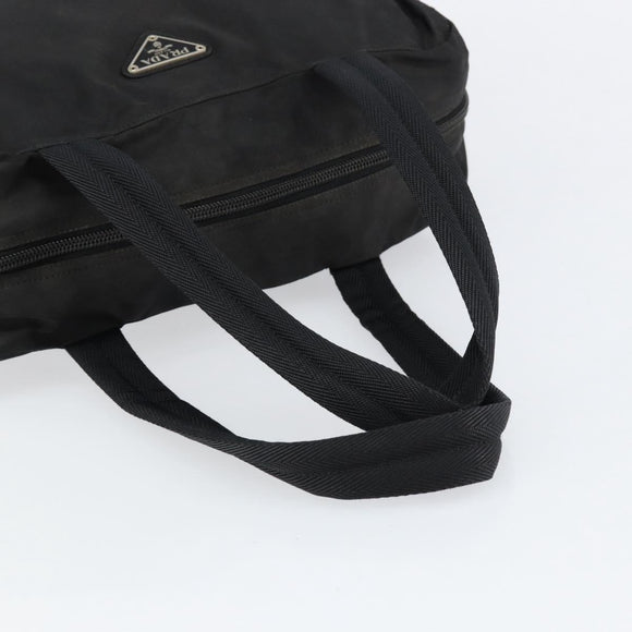 PRADA Hand Bag Nylon Black Silver Auth 153238