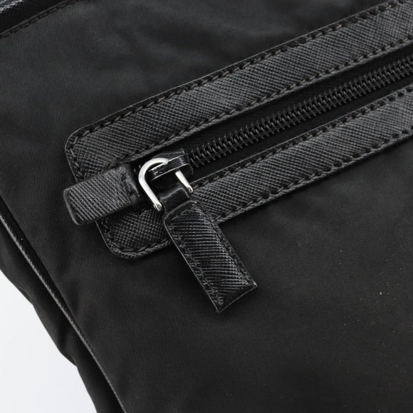 PRADA Shoulder Bag Nylon Black Silver Auth 153239