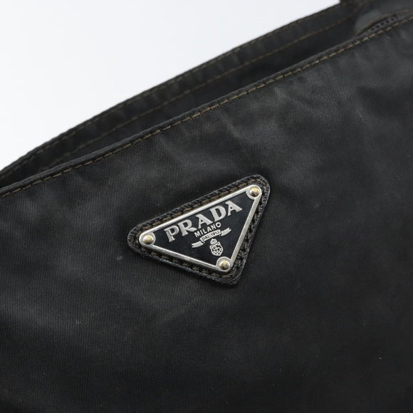 PRADA Shoulder Bag Nylon Black Silver Auth 153239