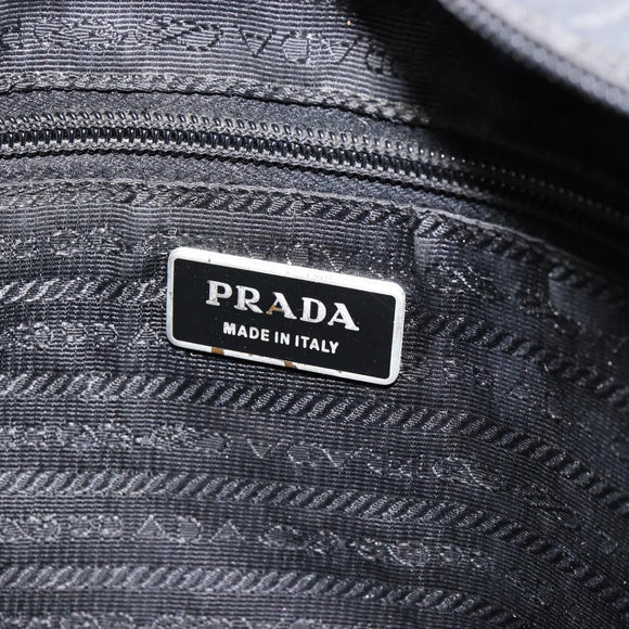 PRADA Shoulder Bag Nylon Black Silver Auth 153239