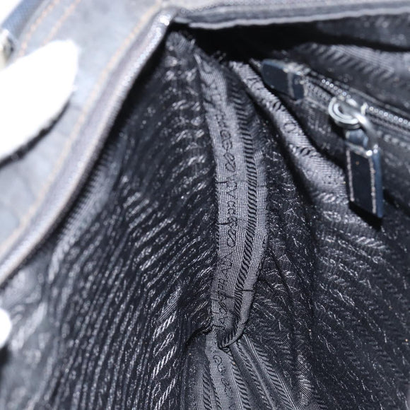 PRADA Shoulder Bag Nylon Black Silver Auth 153239