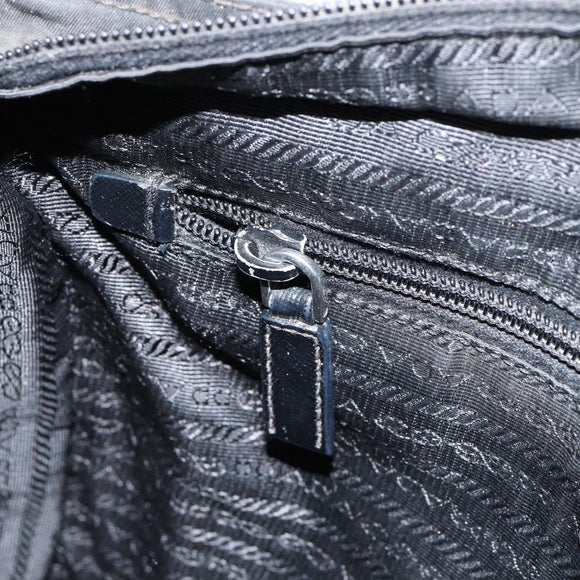 PRADA Shoulder Bag Nylon Black Silver Auth 153239