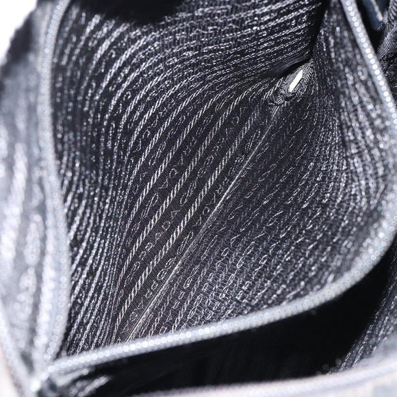 PRADA Shoulder Bag Nylon Black Silver Auth 153239