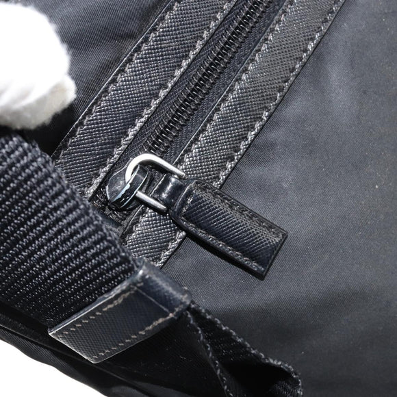 PRADA Shoulder Bag Nylon Black Silver Auth 153239