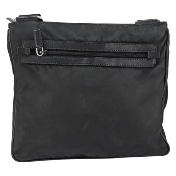PRADA Shoulder Bag Nylon Black Silver Auth 153239