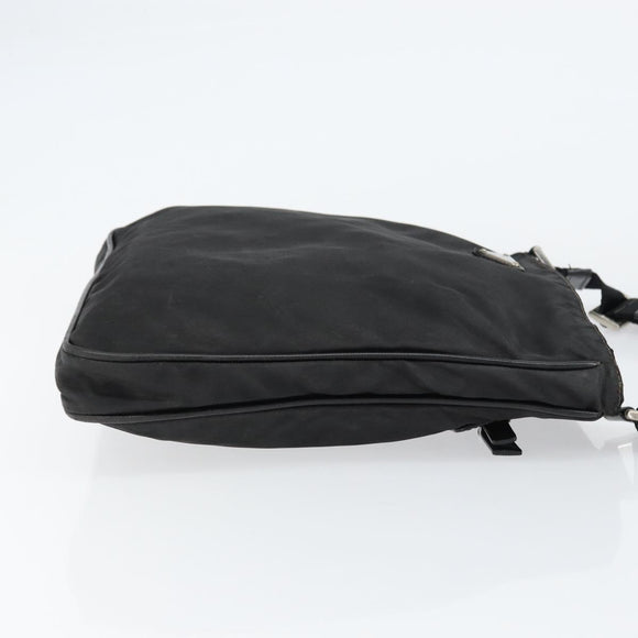 PRADA Shoulder Bag Nylon Black Silver Auth 153239