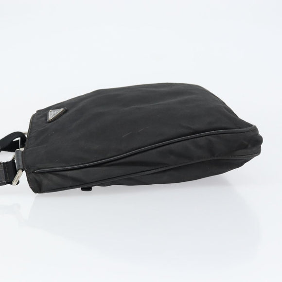 PRADA Shoulder Bag Nylon Black Silver Auth 153239